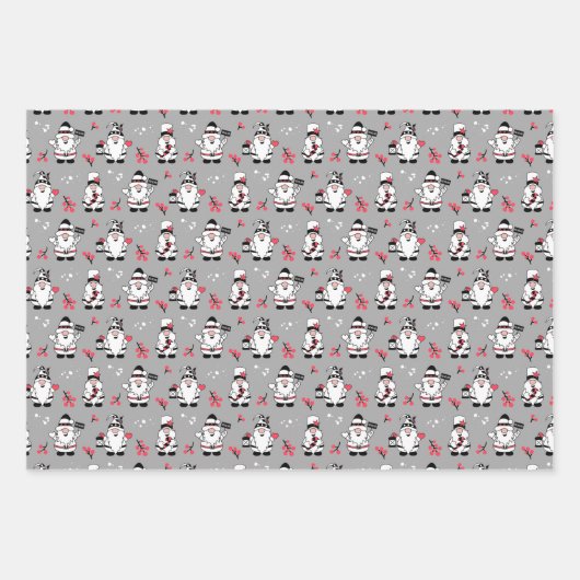 MERRY CHRISTMAS | Cute Winter Holly Gnomes Inpakpapier Vel (Voorkant 2)