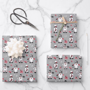 MERRY CHRISTMAS   Cute Winter Holly Gnomes Inpakpapier Vel