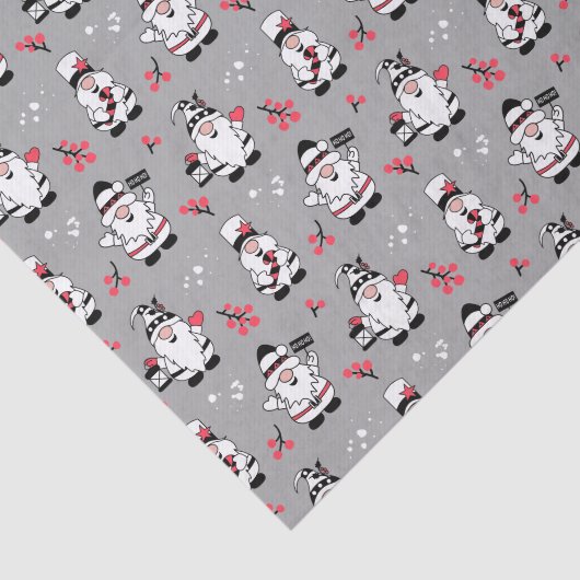 MERRY CHRISTMAS | Cute Winter Holly Gnomes Tissuepapier (Detail)
