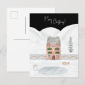 Merry Christmas Cute Winter Scene Snow Card Briefkaart (Voorkant / Achterkant)