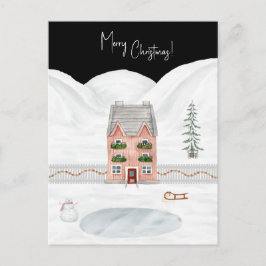 Merry Christmas Cute Winter Scene Snow Card Briefkaart