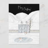 Merry Christmas Cute Winter Scene Snow Card Briefkaart (Voorkant)