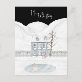 Merry Christmas Cute Winter Scene Snow Card Briefkaart