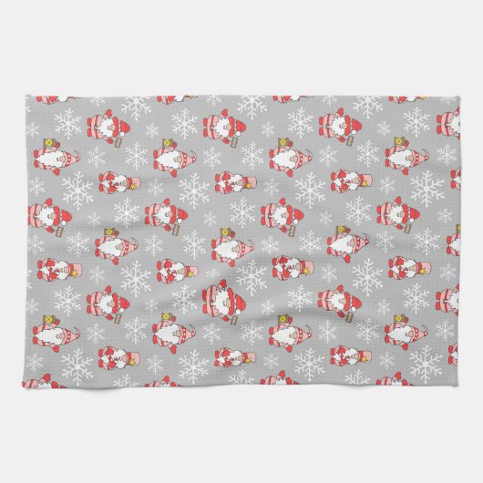 MERRY CHRISTMAS | Cute Winter Snowflake Gnomen Theedoek (Horizontaal)