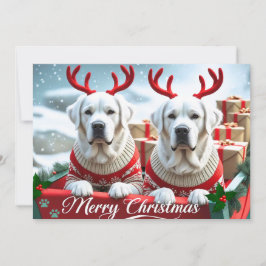 Merry Christmas Cute Yellow Labs Personalized Feestdagenkaart