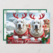 Merry Christmas Cute Yellow Labs Personalized Feestdagenkaart (Voorkant / Achterkant)