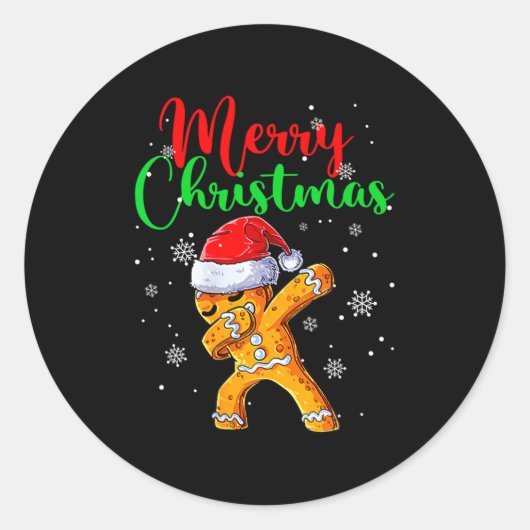 Merry Christmas Dab Gingerbread Xmas Christmas Coo Ronde Sticker (Voorkant)