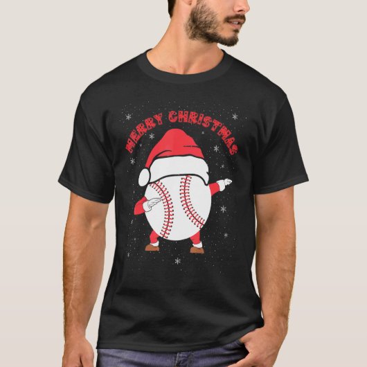 Merry Christmas Dabbing Baseball with Xmas Hat   M T-shirt (Voorkant)