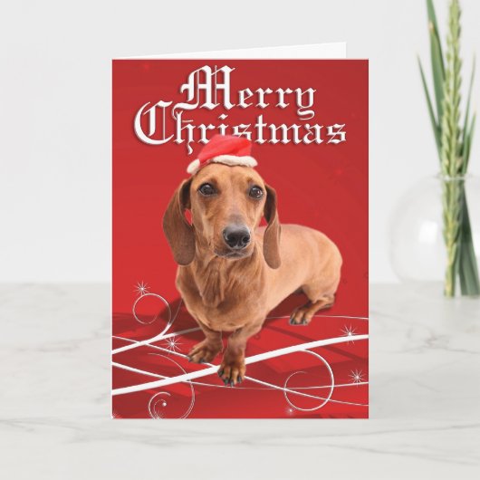 Merry Christmas Dachshund Card Feestdagen Kaart (Voorkant)