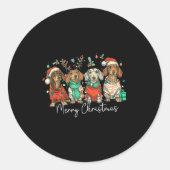 Merry Christmas Dachshund Dog Christmas Holiday Pe Ronde Sticker (Voorkant)