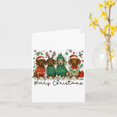Merry Christmas Dachshund Dog Retro Xmas Puppy Men Kaart (Gele Bloem)