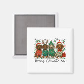 Merry Christmas Dachshund Dog Retro Xmas Puppy Men Magneet (Voorkant / Achterkant)