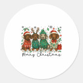Merry Christmas Dachshund Dog Retro Xmas Puppy Men Ronde Sticker (Voorkant)