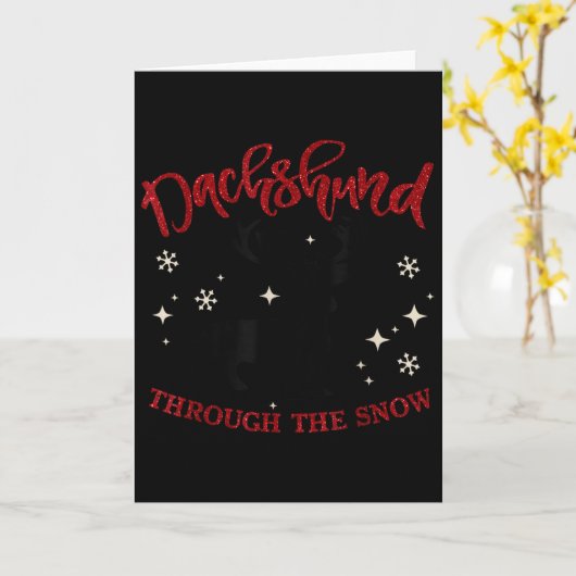 Merry Christmas Dachshund Dog Through The Snow  Kaart (Gele Bloem)