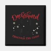 Merry Christmas Dachshund Dog Through The Snow  Magneet (Voorkant)
