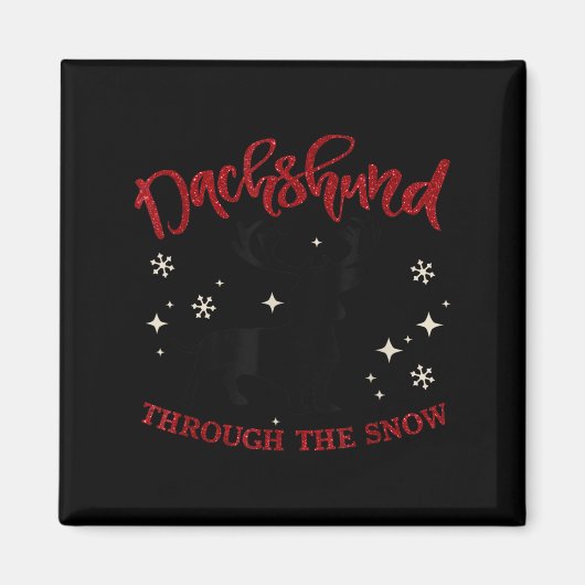 Merry Christmas Dachshund Dog Through The Snow  Magneet (Voorkant)