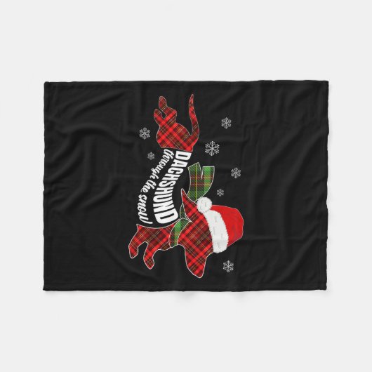 Merry Christmas Dachshund Dog Through The Snow Pla Fleece Deken (Voorkant (Horizontaal))
