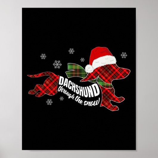 Merry Christmas Dachshund Dog Through The Snow Pla Poster (Voorkant)