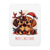 Merry Christmas Dachshund Dogs Magneet (Verticaal)
