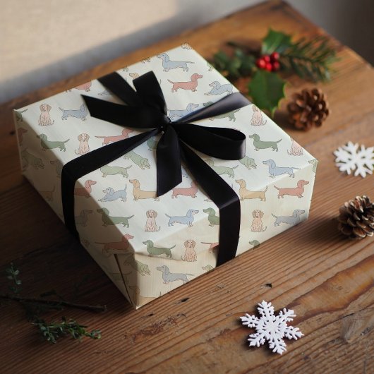 Merry Christmas dachshund puppies Inpakpapier Vel