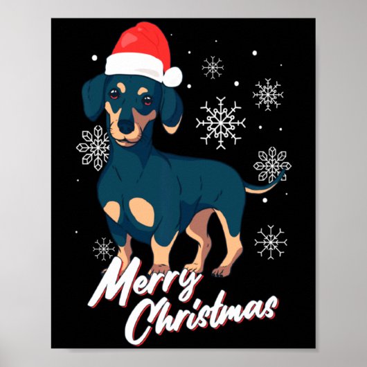 Merry Christmas Dachshund Santa Claus Xmas New Yea Poster (Voorkant)