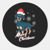 Merry Christmas Dachshund Santa Claus Xmas New Yea Ronde Sticker (Voorkant)