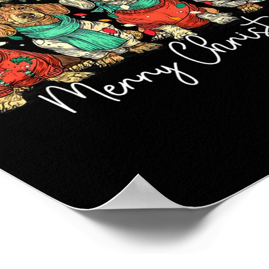 Merry Christmas Dachshund Santa Dog Xmas Lights Ho Poster (Hoek)