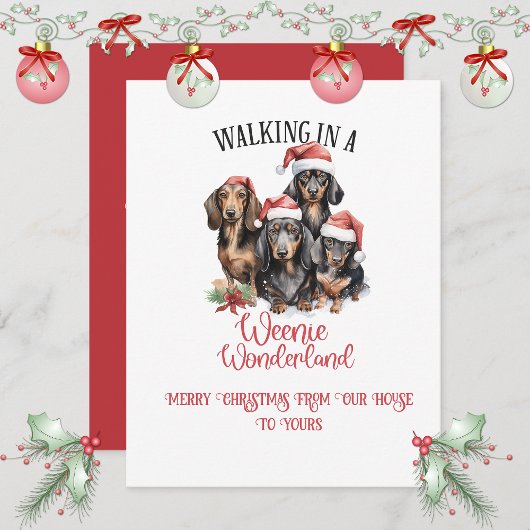 Merry Christmas Dachshunds "Weenies" Christmas | Feestdagenkaart