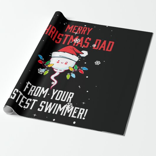 Merry Christmas Dad From Your Fastest Swimmer Cadeaupapier (Uitgerold)