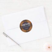 Merry Christmas Dark Plaid Ronde Sticker (Envelop)