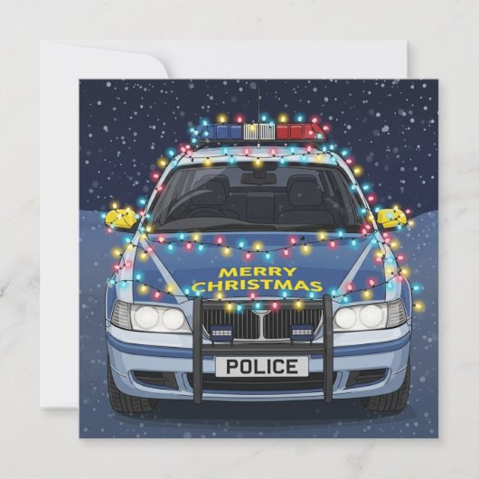Merry Christmas Decorated Police Car Feestdagenkaart (Voorkant)