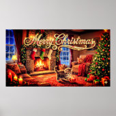Merry Christmas Decorative Artwork with Kitten Poster (Voorkant)