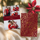 Merry Christmas Decorative Lettering Swirl Folie Feestdagenkaart