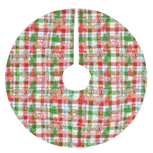 Merry Christmas Decorative Plaid Tartan  Kerstboom Rok (Voorkant)