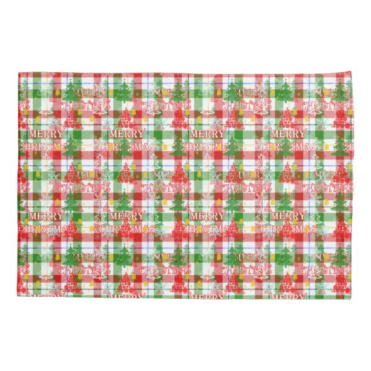 Merry Christmas Decorative Plaid Tartan  Kussensloop (Achterkant)
