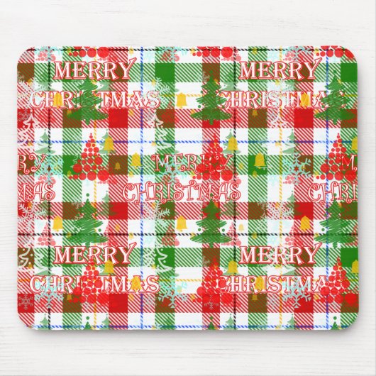 Merry Christmas Decorative Plaid Tartan  Muismat (Voorkant)