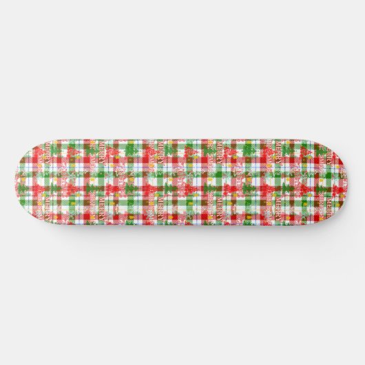 Merry Christmas Decorative Plaid Tartan  Persoonlijk Skateboard (Horizontaal)