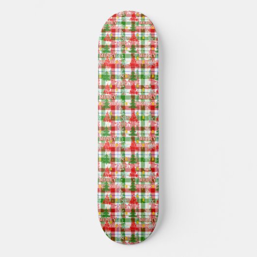 Merry Christmas Decorative Plaid Tartan  Persoonlijk Skateboard (Voorkant)