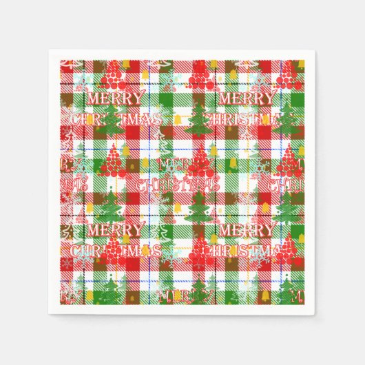 Merry Christmas Decorative Plaid Tartan  Servet (Voorkant)