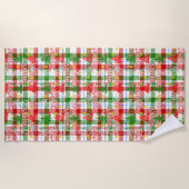 Merry Christmas Decorative Plaid Tartan  Strandlaken (Voorkant)