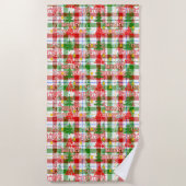 Merry Christmas Decorative Plaid Tartan  Strandlaken (Voorkant)