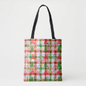Merry Christmas Decorative Plaid Tartan  Tote Bag (Voorkant)