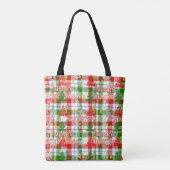 Merry Christmas Decorative Plaid Tartan  Tote Bag (Achterkant)