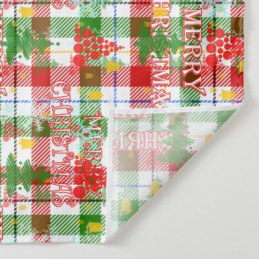 Merry Christmas Decorative Plaid Tartan Wandkleed