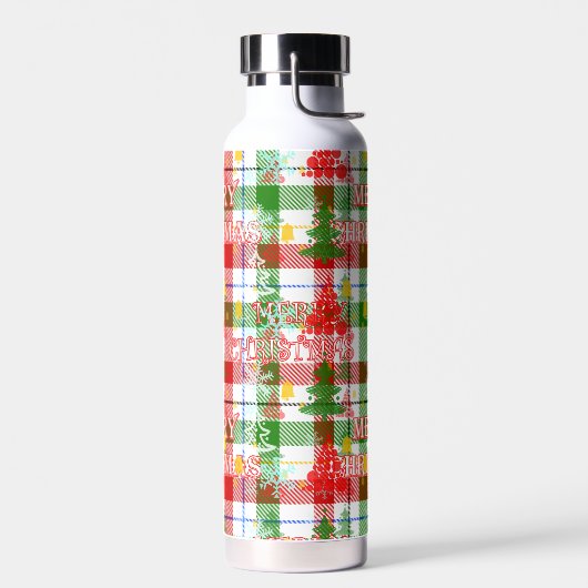 Merry Christmas Decorative Plaid Tartan  Waterfles (Links)