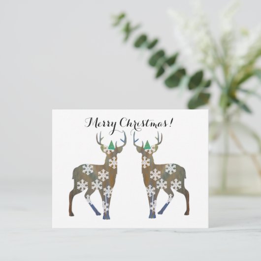 Merry Christmas Deer Briefkaart (Staand voorkant)