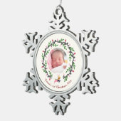 Merry Christmas Deer Cream Customize Tin Sneeuwvlok Ornament (Rechts)