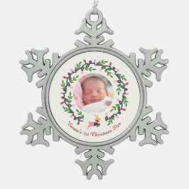 Merry Christmas Deer Cream Customize Tin Sneeuwvlok Ornament