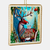 MERRY CHRISTMAS DEER KERAMISCH ORNAMENT (Rechts)