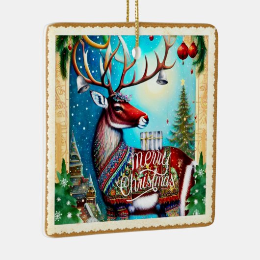 MERRY CHRISTMAS DEER KERAMISCH ORNAMENT (Rechts)